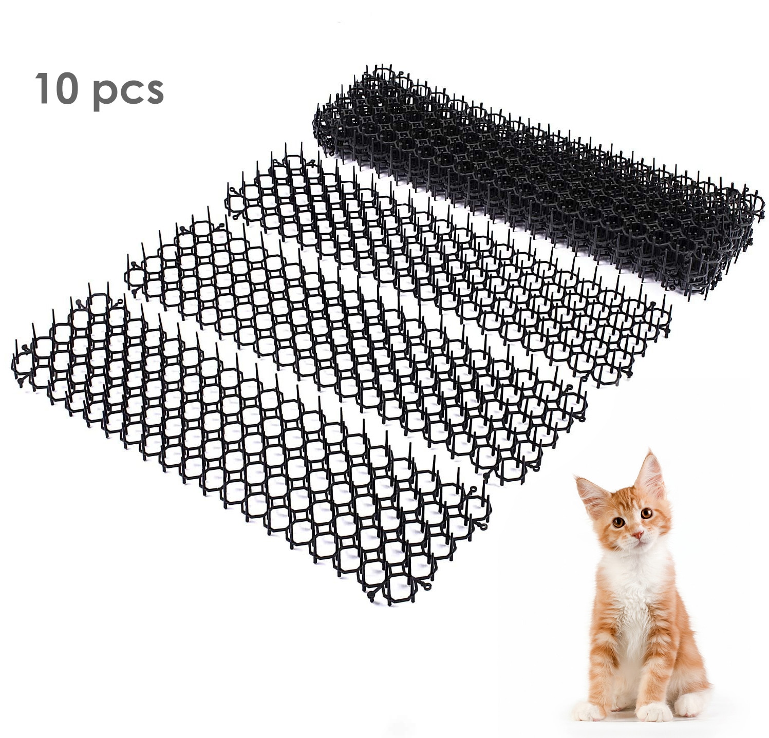 1 Roll Pet Cat Scare Mats Garden Anti-Cat Prickle Strip Cats Dogs Garden Netting for Plant Flowers Car Counter Tops Sofa: 10pcs