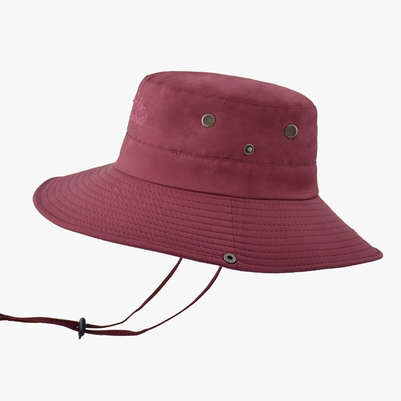 Sombrero de cubo sólido para mujer y hombre, visera de viaje, sombrero para el sol, pareja, trueno, ala ancha, protección UV, visera al aire libre, pesca, novedad: Red wine