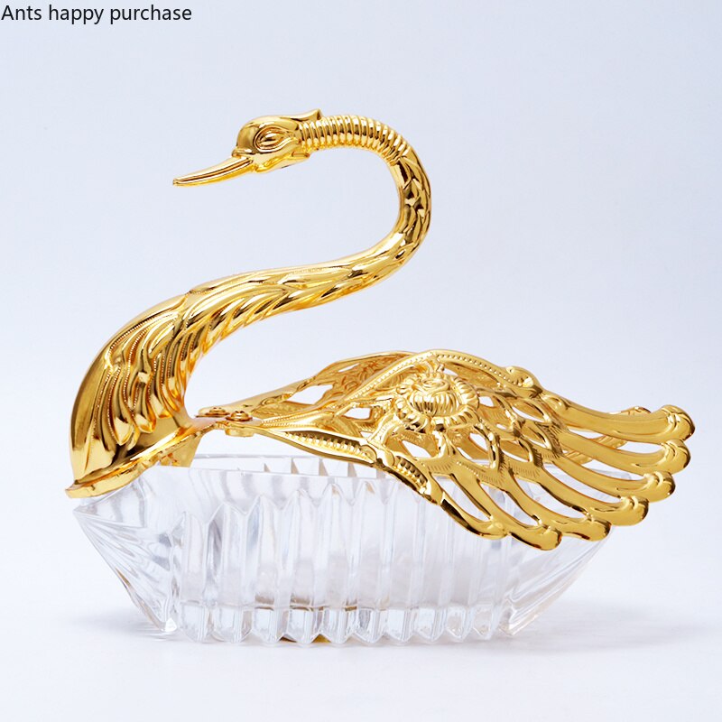 Europeisk stil glass bie form gylden svane kjøkkenutstyr krydderkrukke saltbøser husholdning med skje dekorative ornamenter