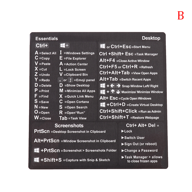 Windows PC Reference Keyboard Computer Shortcut Sticker Adhesive Removable Stickers For Quick Reference Keyboard Guide: B