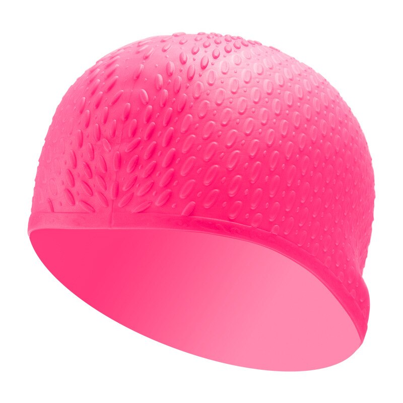 Silicone Waterproof Swimming Caps Protect Ears Long Hair Sports Swim Pool Hat Swimming Cap Free size for Men & Women Adults: Pink