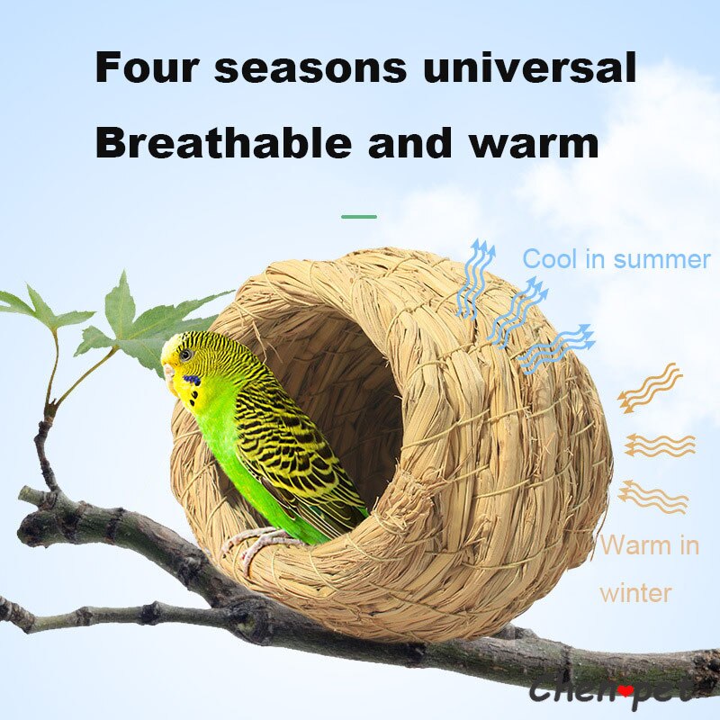 Handmade Natural Grass Bird Nest Bird House Parrot Pigeon Nest Warm Pet Bedroom Courtyard Bird Cage Accessories Four Seasons