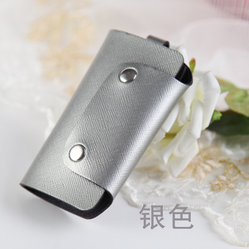 Pu Lederen Sleutel Portemonnee Kaarthouder Leuke Business Organizer Huishoudster Case Sleutelhanger Portemonnees Mannen Vrouwen Pocket Autosleutels Bag: Sliver A