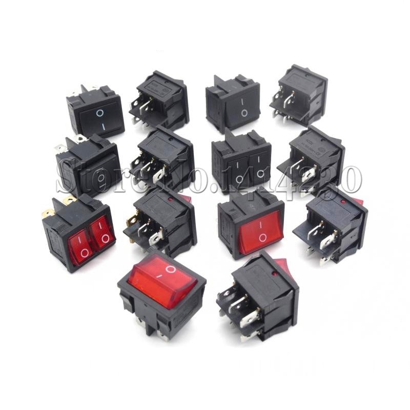 KCD5 21x24mm 21*24mm Rocker Switches Kit 4 Pin 6Pin 2 Position 3 Position 6A/12A 250VAC ON-OFF ON-OFF-ON