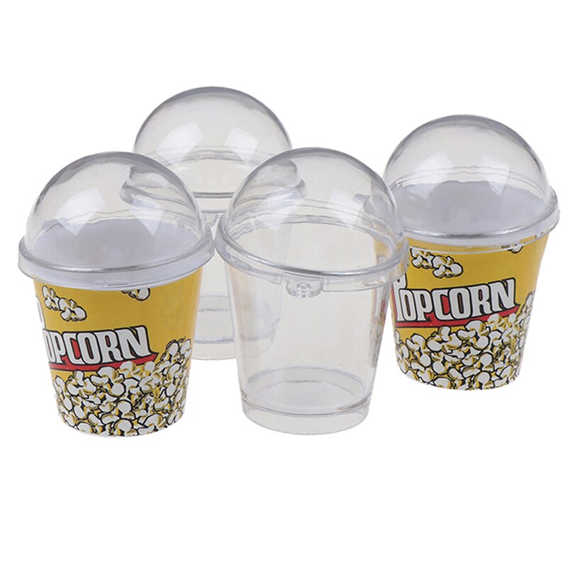 10 stücke DIY Reize Kunststoff Tassen Miniatur Nette Mini Tasse mit Kuppel Deckel Puppe Haus Popcorn Eis Schmuck Zubehör