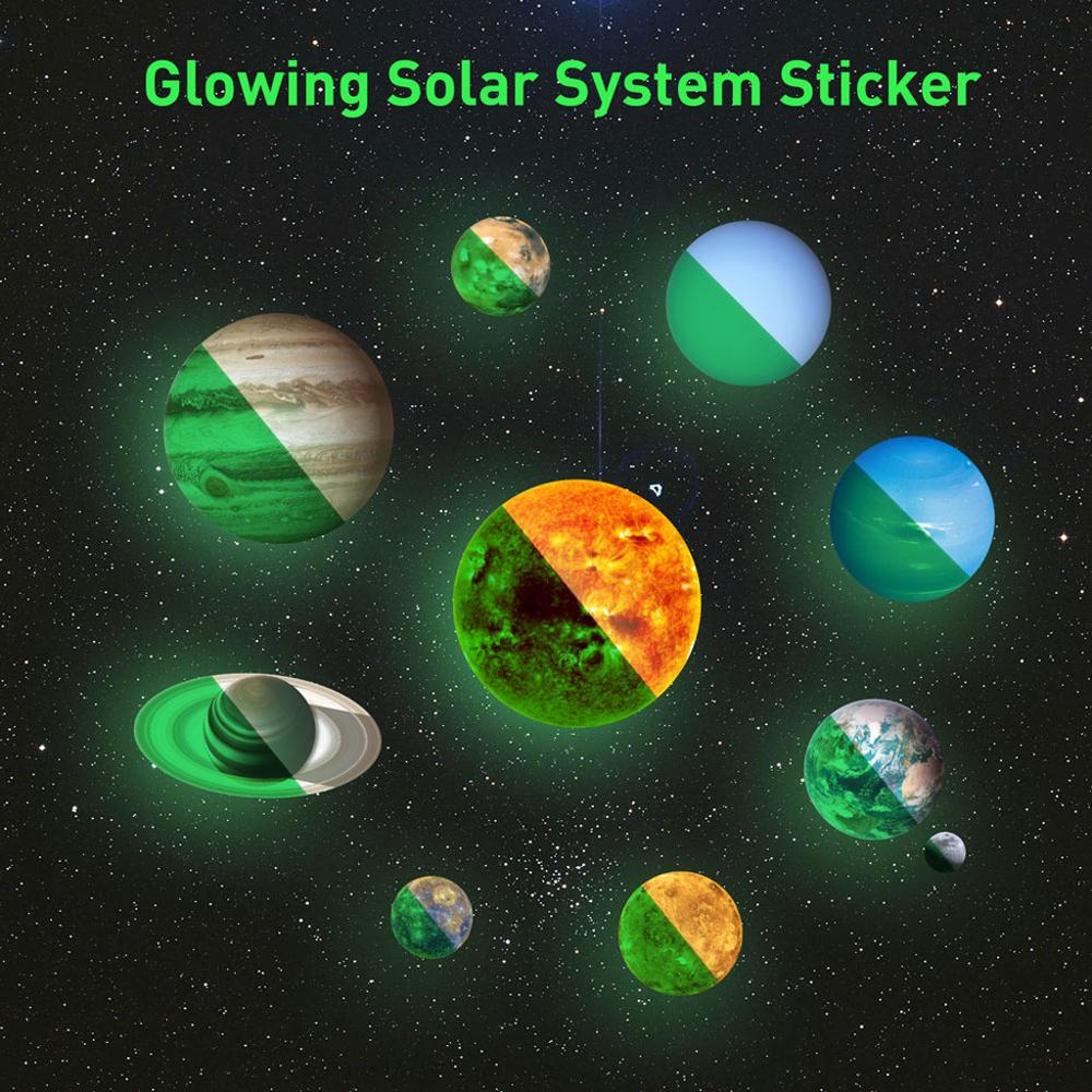 1Set Planet Solar System Fluorescent Wall Stick The Universe Planet Galaxy Children Room Bedroom Luminous Wall Stickers