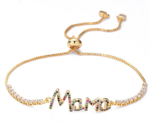 Mama multicolor micro pave cz zirkon zirkonia armband Einstellbar Silikon silber gold überzogene charme Schlange Kette Ryg3: 1