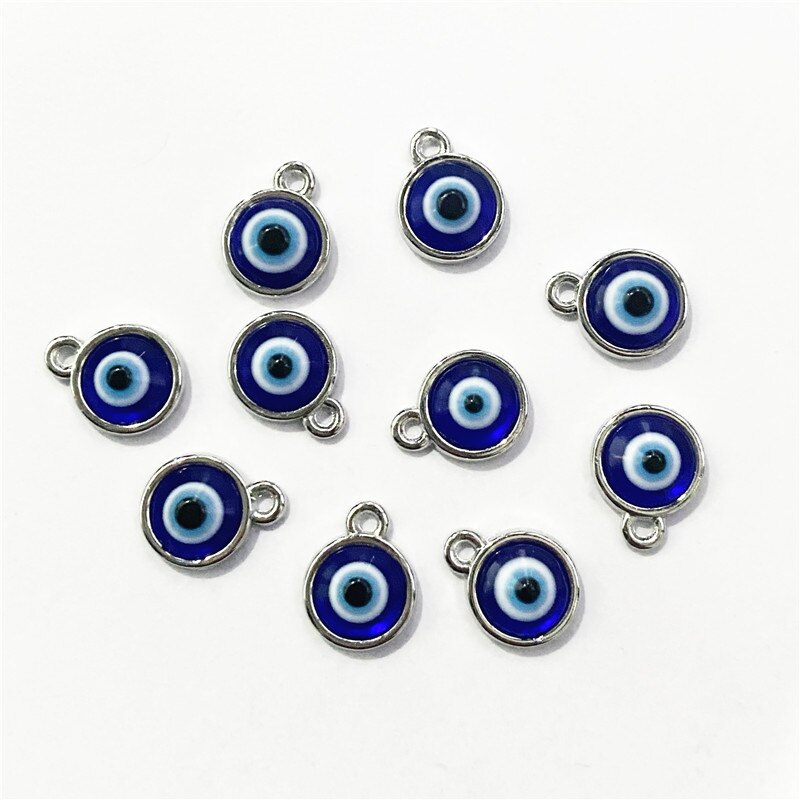 10 Stuks Leuke Mini Hars Turkse Evil Eye Charms Lucky Demon Oog Ketting Hangers Diy Accessoire Voor Sieraden Maken