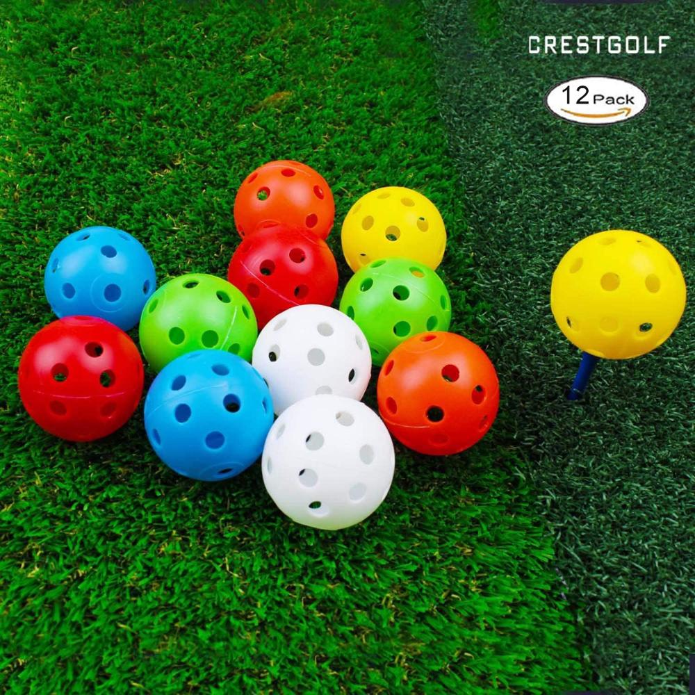Lot de 12/50 balles d'entraînement de golf en plastique crestgolf – airflow 40mm balles de golf pour practice, entraînement au swing, usage domestique, jeux pour animaux: Pack mixte de 12