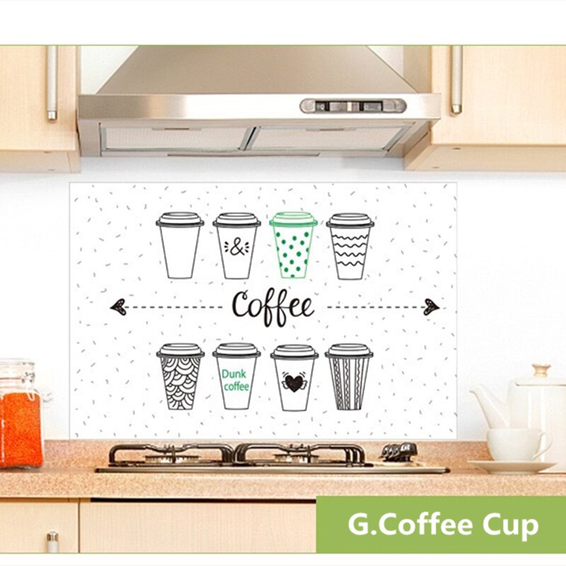 60*90cm Kitchen Wall Stickers Coffee pattern DIY Wall Art Decal Decoration Oven waterproof Wallpapers PVC Wall Decals/Adhesive