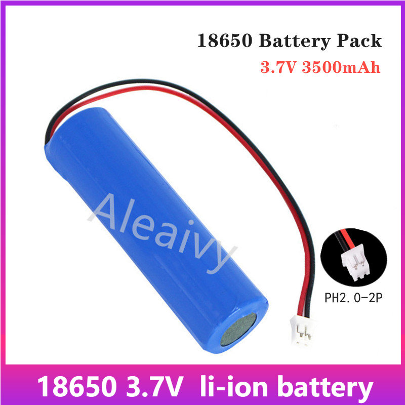Akumulator litowy 3,7 V 18650 2000 mAh 3500 mAh wędkarska lampa LED głośnik Bluetooth awaryjna bateria DIY z wtyczką kabel PH2.0