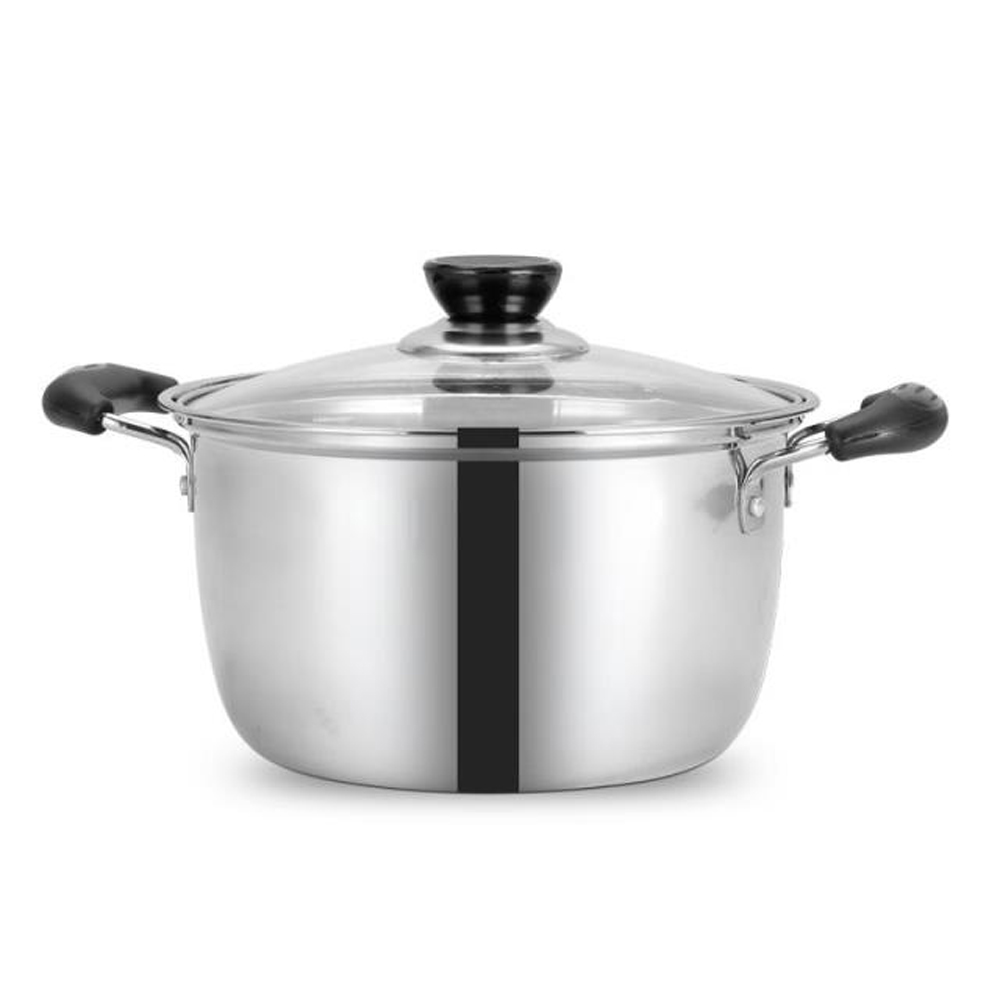 Stainless Steel pot 1.5L-4L Double Bottom Soup Pot Nonmagnetic Cooking Multi-purpose Cookware Non-stick Pan general use: Single bottom 22 CM