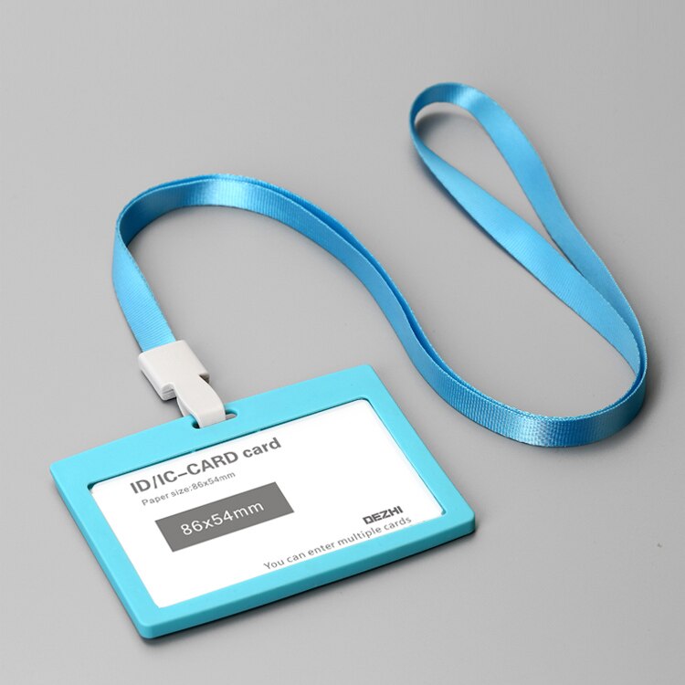 86x54mm ID Karte Halter Horizontale/Vertikale mit Original Lanyard, für Studenten/Business/Mitarbeiter, Preis: H Light Blue Set