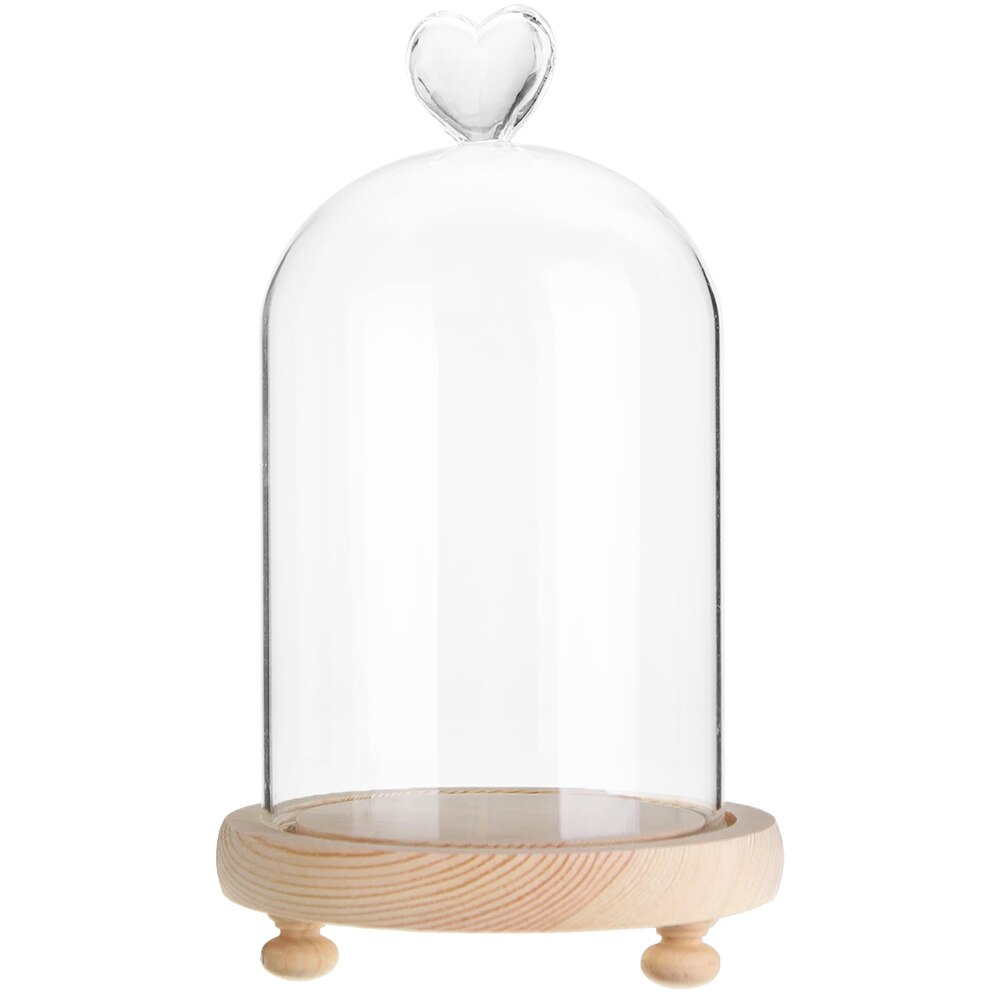 Pot de Cloche en verre avec Base en bois, couverture anti-poussière, ornement de bureau de chambre à coucher pour la maison, fête de noël: 08