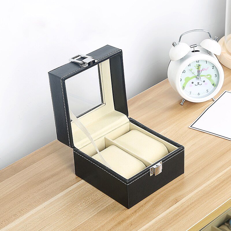 Caja para reloj con rejilla 2/3/6/10/12, estuche protector de cuero PU para reloj, organizador para relojes de cuarzo, joyeros con pantalla y cierre, el mejor