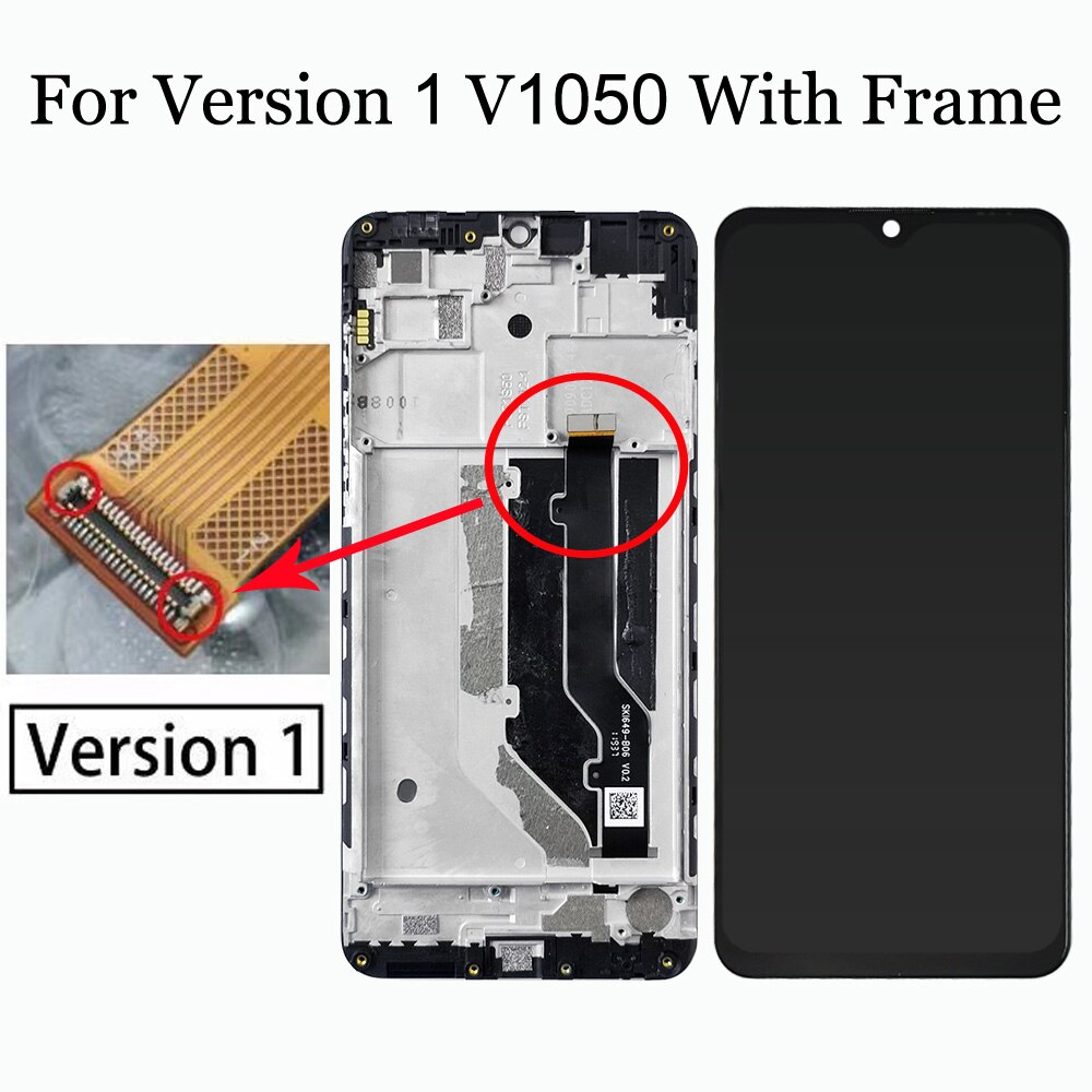 6.49 "para lâmina zte 20 inteligente v1050 display lcd + tela de toque digiziter assembléia para lâmina zte 20 inteligente v2050 lcd com ferramentas: Ver1 V1050 Con Frame