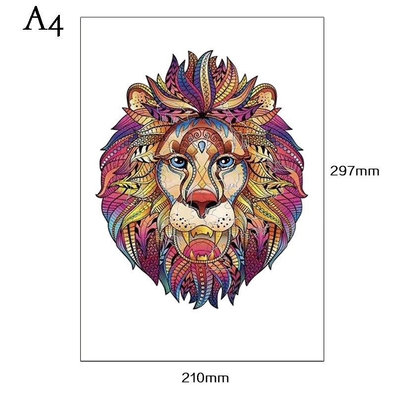 DIY Holz Tier Puzzles Set Spaß Holz Puzzles Für Erwachsene Und Kinder Montessori Interaktive Spiel Spielzeug Puzzle: A4 Lion