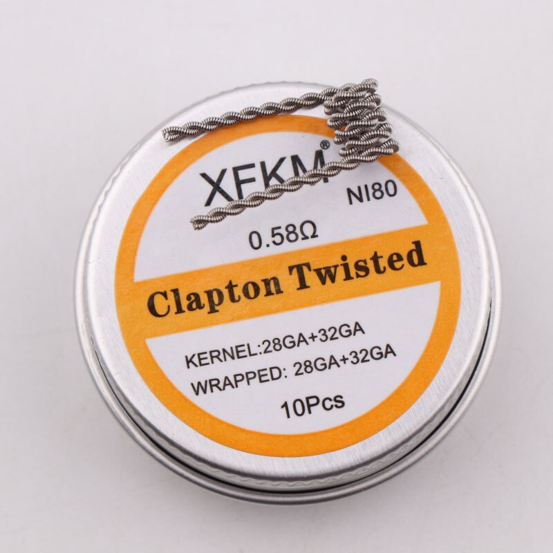 NUOVO XFKM Ni80 Sfalsati Fuso Clapton Prebuilt Colis Nichelcromo 80 Ad Alta Densità Premade Bobina RDA RTA RBA Atomizzatore Bobine di Riscaldamento: clapton-twi-n80-10