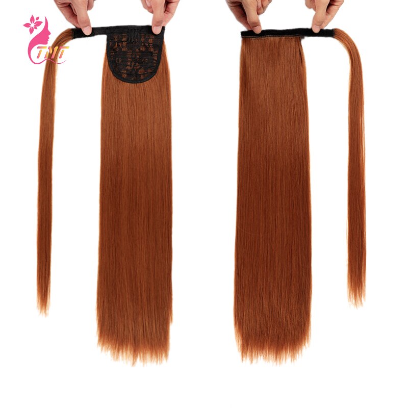 Long Ponytail Extension Synthetic Heat Restant Fiber Straight Pony Tail Hair Extensions Black Brown Headwear Hairpieces: S3