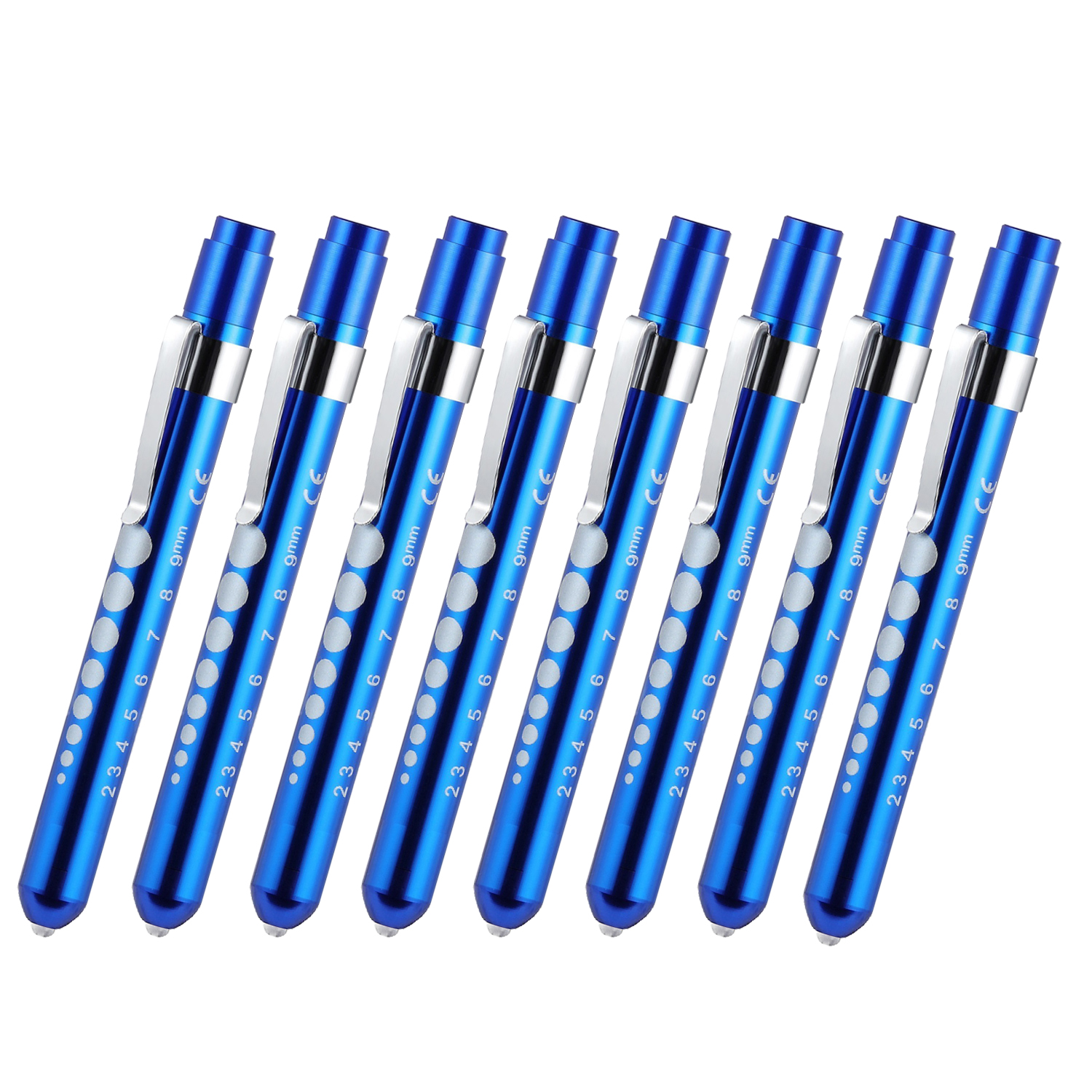 Stylo médical de poche en alliage d&#39;aluminium, 8 pièces, lampe torche Otoscope ophtalmoscope, lampe de poche LED pour le contrôle dentaire de la gorge: 8PCS Blue Color