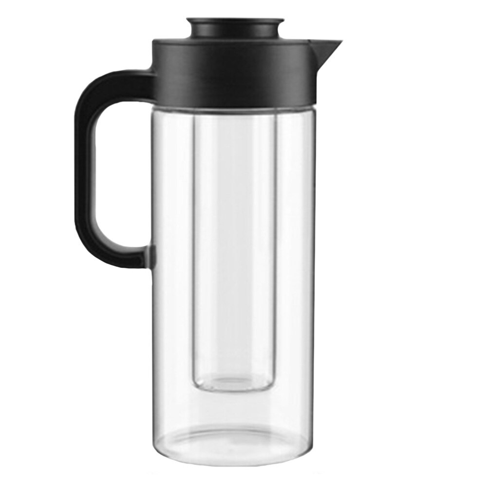 Large Water Jug Glass Water Pitcher Tea Kettle Handle Tea Pot Glass Water Jug: Black 1