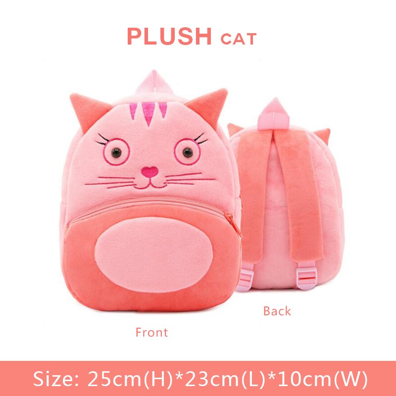 BOBDOG 3D Animal Plush Children Backpacks kindergarten Schoolbag Kids Backpack Children School Bags Girls Boys Back: Cat