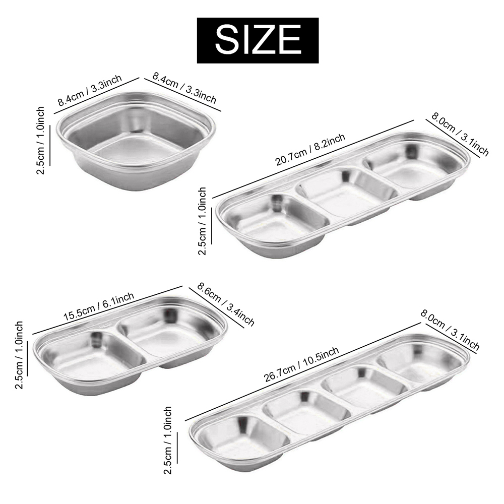 Roestvrijstalen kruidenbordjes voor op de camping, schaal voor saus, kruidenbordjes, peperschaaltjes, braadsauzen, schaaltjes, barbecueservies