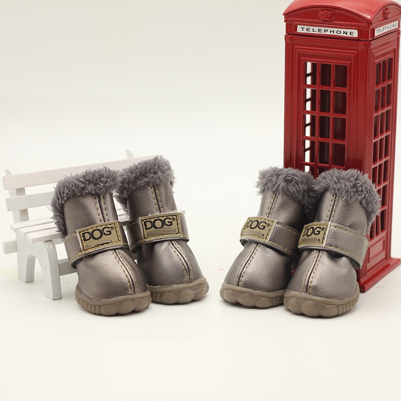 Leather Dog Snow Boots Waterproof Chihuahua Pug Shoes Pet Supplies 4 Pcs/set Winter Pet Dog Shoes For Small Dogs Cats Super Warm