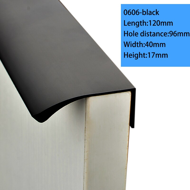 Maniglie per cassetti moderne con bordo a dito maniglie per cassetti per mobili armadio nascosto cassetto per cucina maniglie per comò manopole Hardware oro nero: 0606-black-120mm