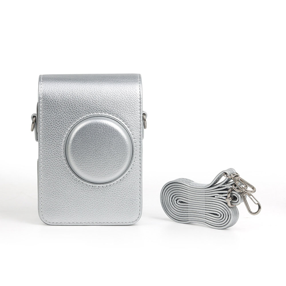 Torba na aparat Fujifilm Instax Mini EVO Instant Film Camera Case PU Leather Soft Silicone Cover Bag z paskiem na ramię: zielone światło