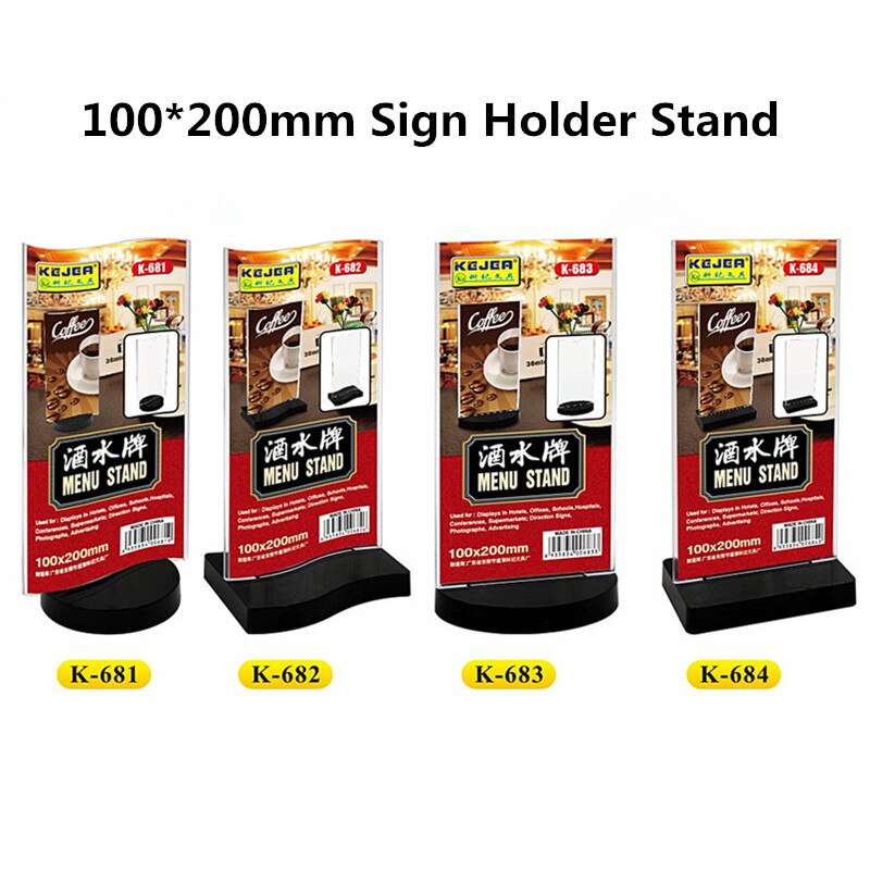 100*200mm T Shape Table Top Double SideAcrylic Sign Holder Restaurants Display Stand Portrait Style Menu Holder Ad Photo Frame