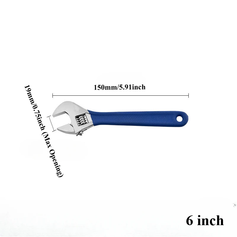 Verstelbare Engelse sleutel Multifunctionele universele sleutel Pocket Monkey Panner Grote opening Mechanische werkplaats Handreparatietool: Zilver