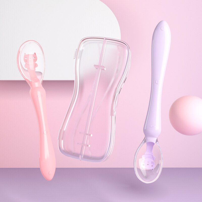 Baby Silikon Weiche Suppe Löffel Hcalthy Kleinkind Scnsing Tcmpcrature Saugnapf Kichen Kochen Löffel Ricc Löffel Childrc Tablcwarc: Rosa und Violett