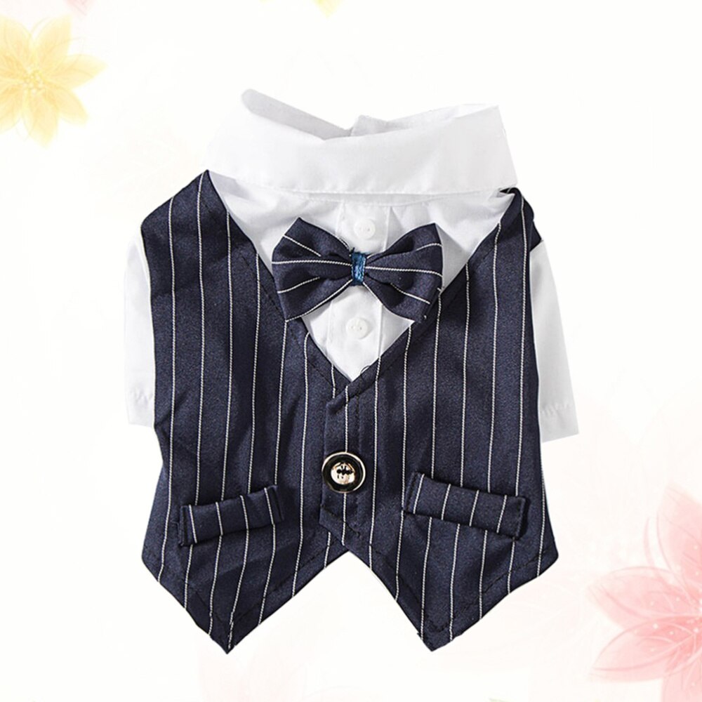 Overhemd bruiloft feest pak lente zomer jas schattige kleding voor hond huisdier kat (marine maat xs)