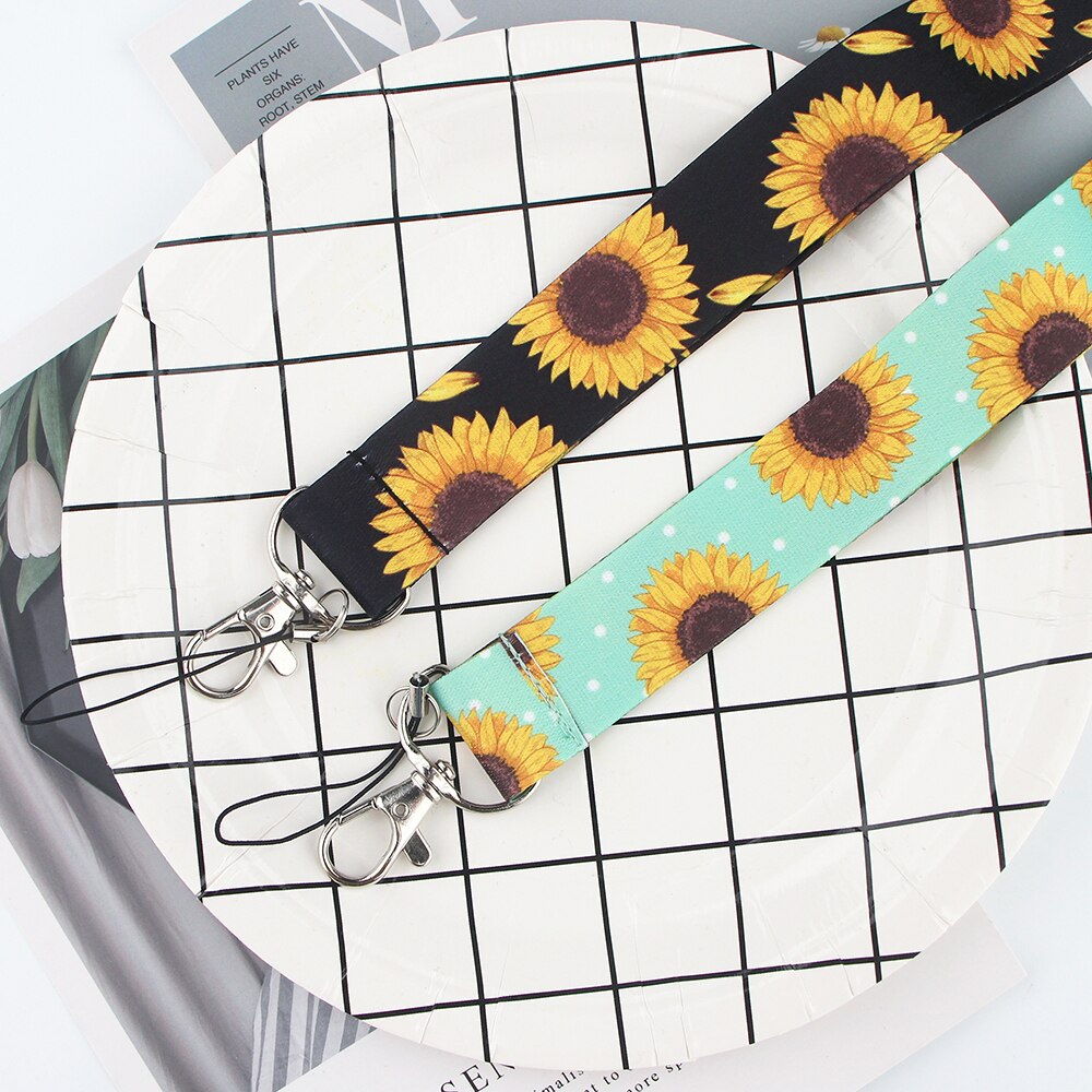 LX166 Sonnenblume Schlüsselanhänger Zubehör praktisch USB Ich würde Abzeichen Halter Tasten Gurt Schild Nacken Schlüsselband Für Mädchen