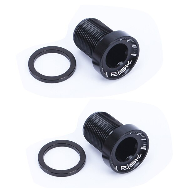RISK 2pcs Splined Bottom Bracket Bolts Aluminum Alloy M15*19MM Waterproof MTB Bike Bottom Bracket Screws Cranks Cycling Parts: Black
