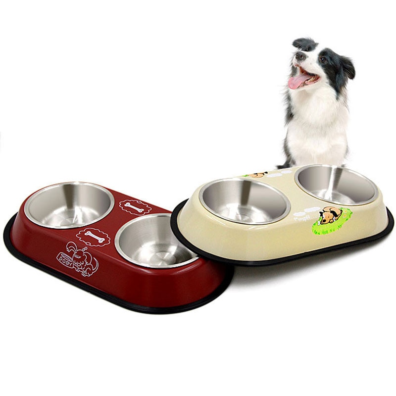 Voerbak voor honden, voerbak van roestvrij staal, voerbak voor huisdieren, dubbele kommen, antislip voerbak, dierenbenodigdheden voor katten, puppy's en honden