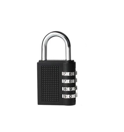 Large Heavy Duty 4 Dial Digit Combination Lock Weatherproof Security Padlock for Outdoor Luggage Travel Gym Safely Code Lock: L             black