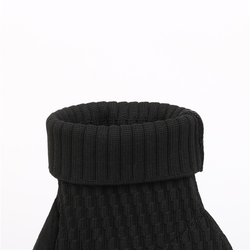 Vrouwen Laarzen Wees Teen Garen Elastische 7Cm Dunne Hoge Hakken Sok Laarzen Beige Vrouwelijke Breien Enkel laarzen Big Size Schoen
