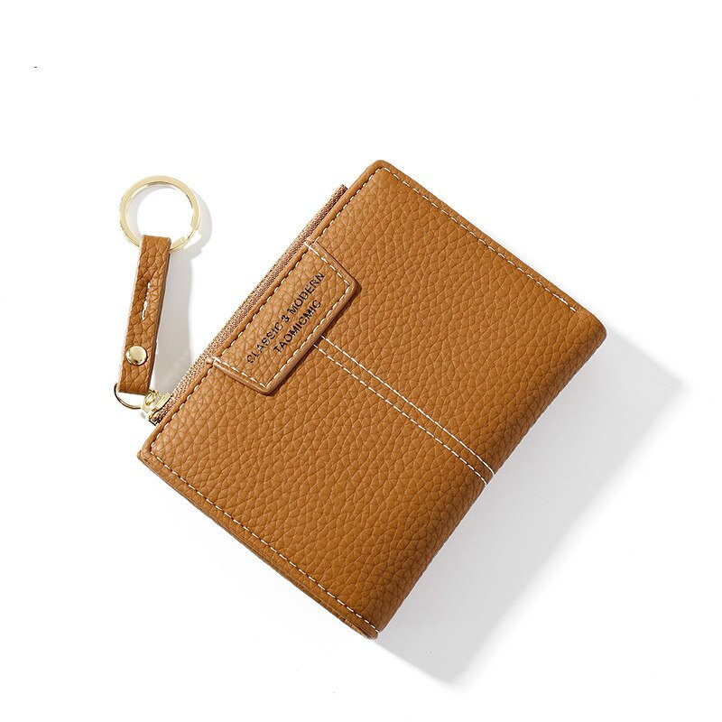 Portafoglio donna portafoglio piccolo carino portafoglio donna corto in pelle PU portafogli donna cerniera portamonete pochette donna: Brown