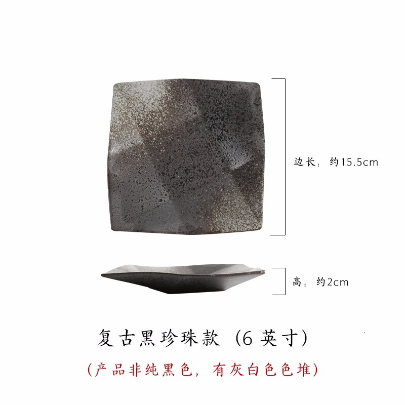 Japanese square flat plate ceramic plate Restaurant Hotel Tea Shop General Snack Ceramic Plate Multi-size tableware dishes: 6 inches