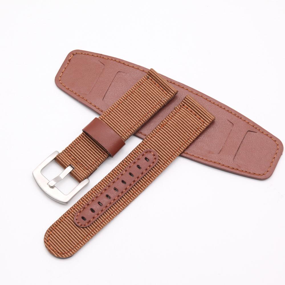 Bumvor nylon urrem urremme rustfrit stål læderrem 18mm 20mm 22mm 24mm urtilbehør mænd kvinde: Brun / 18mm