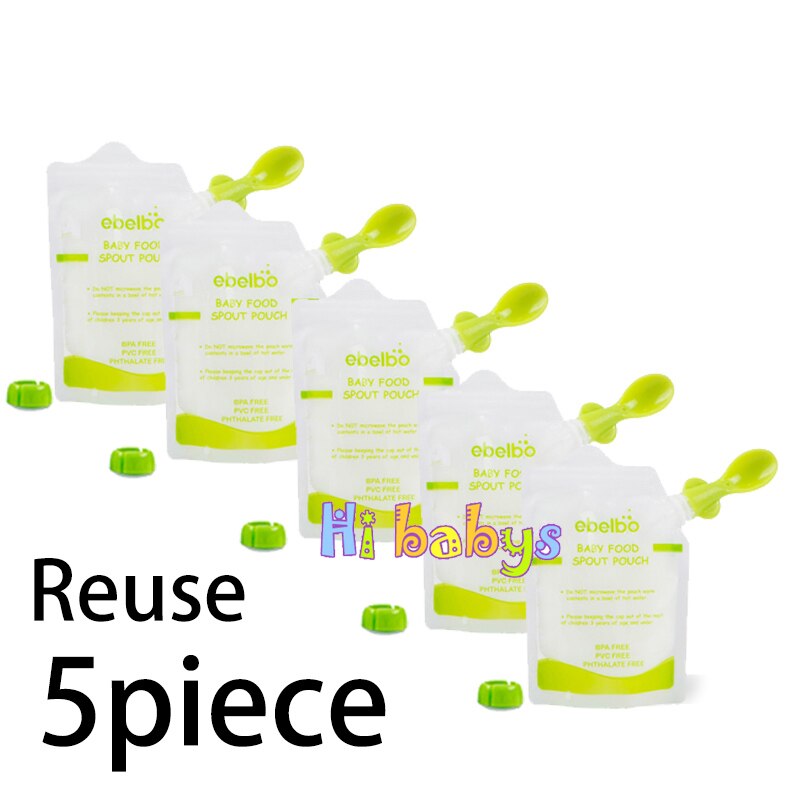 Baby Lebensmittel Hersteller Baby-Lebensmittel-Container Lagerung Liefert Neugeborenen Obst Organisation Container mit 10 Beutel Squeez Lagerung Tasche: 5Stück