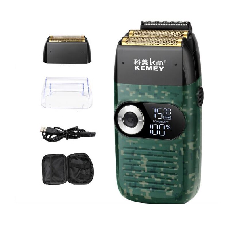 Golarka elektryczna kemei KM-2026 przenośny, z tłokami wykonującymi ruch posuwisto-zwrotny golarka męska brzytwa trymer robić brody akumulator wyświetlacz LCD 1400mA nadający się robić prania: zielony