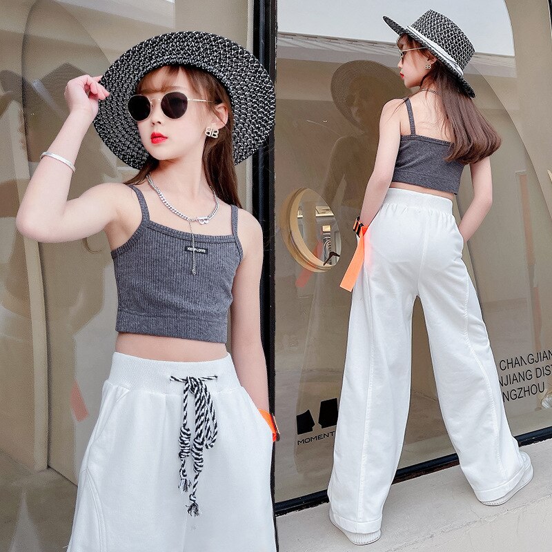 Meninas adolescentes ternos primavera verão 2022 conjunto colete jaqueta blazer calças 3 pçs terno branco para meninas roupas 10 12 13 14 y