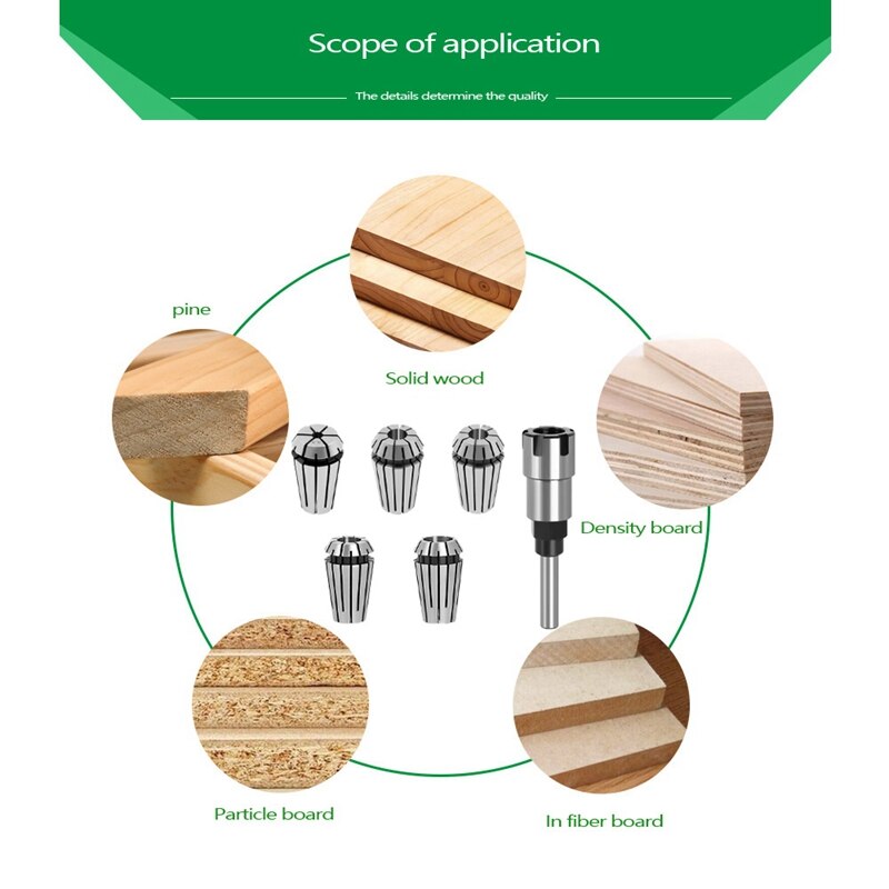 1/4 Inch Shank ER16 Router Collet Adapter Extension Chuck Rod Engraving Machine Extension Rod With Spring Collet Set