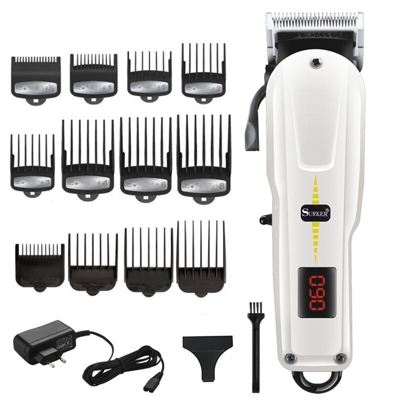 Professionele draadloze tondeuse tondeuse baard snijder haar snijmachine elektrische kapsel voor mannen, kapper, familie: 12 guiding combs