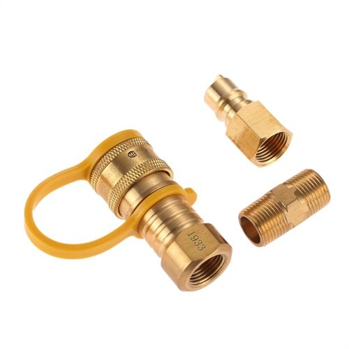 Grill 3/8 Inch Natural Gas Quick Connector Brass Propane Adapter Fittings For LP Gas Propane Hose Quick Disconnect For Grill