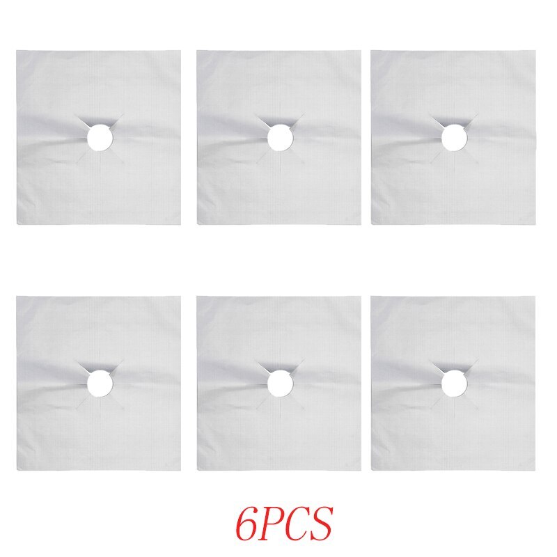Reusable Gas Stove Burner Cover Liner Mat Non-Stick Gas Stove Protectors Hob Liners Cover Stovetop Burner Sheeting Mat Pad: 6pcs White