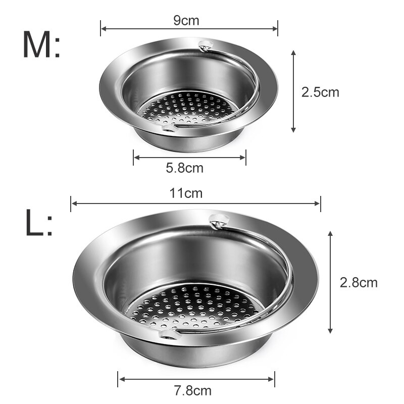 Keuken Monding Water Tank Zeef Spoelbak Rvs Riool Filter Afvoerputje Cuttable Water Tank Filter 9/11Cm: M